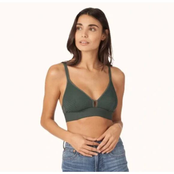 Lively Stripe Mesh Green Bralette Bra Emerald Size Small - Picture 1 of 6